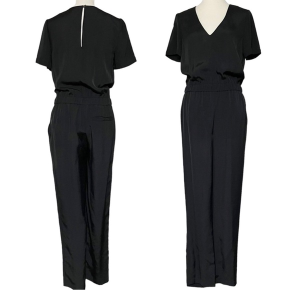 J.Crew Collection Black Short Sleeve blouson-style waist Keyhole Jumpsuit Size 2 - Picture 3 of 12
